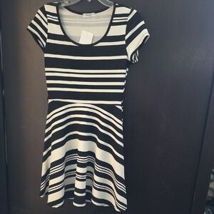 Persaya Black and White Striped Mini Dress